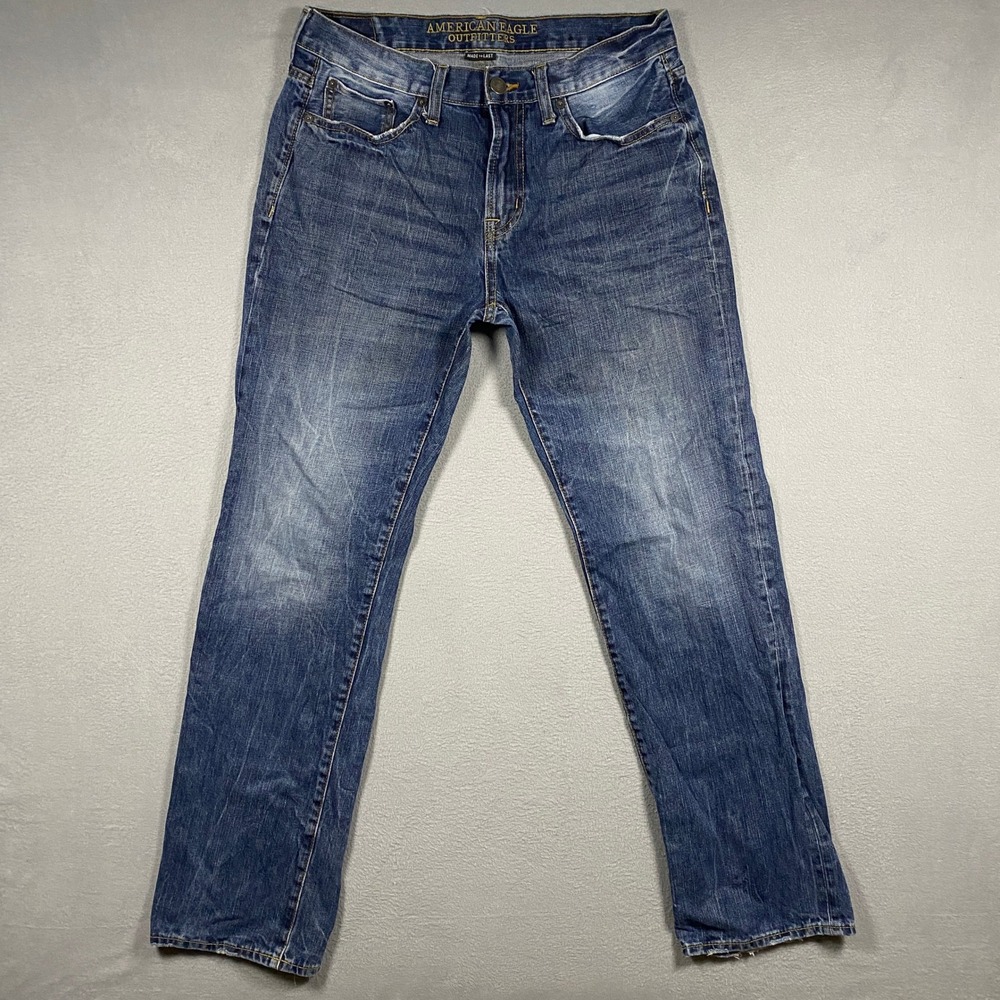 American Eagle Original Straight Jeans Mens 32x34 Blue Denim Medium Wash Classic